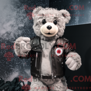 Silver Teddy Bear mascot...