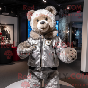 Sølv Bamse maskot kostume...