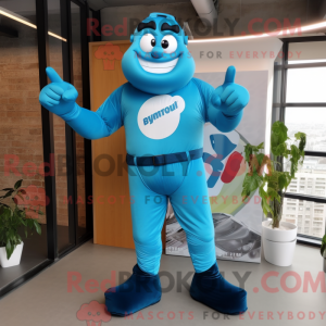 Cyan Superhelte maskot...