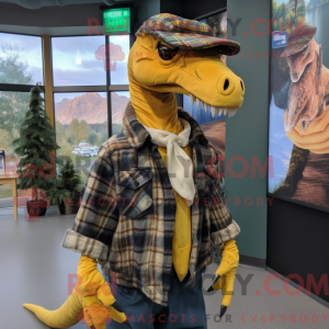 Guld Utahraptor maskot...