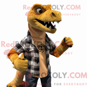 Guld Utahraptor maskot...