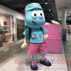 Cyan-Pink-Maskottchen-Kostü...