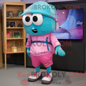Cyan-Pink-Maskottchen-Kostü...
