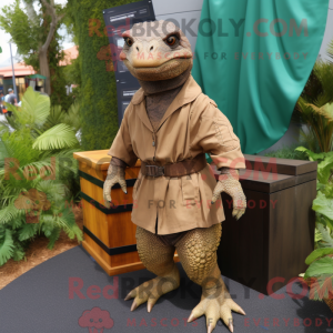 Brun Komodo Drage maskot...