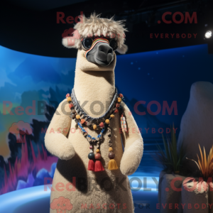 Tan Llama maskot kostume...