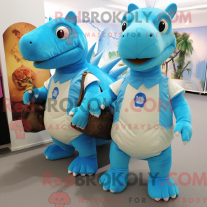 Cyan Ankylosaurus maskot...