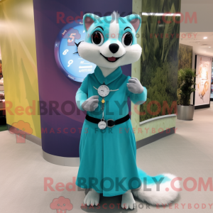 Cyan Weasel maskot kostume...