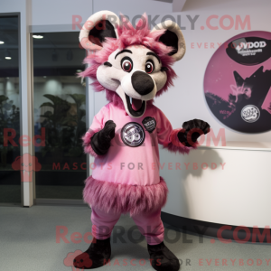 Roze hyena-mascottekostuum...