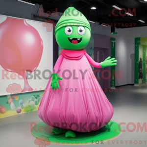 Grønn Rosa maskotdraktfigur...