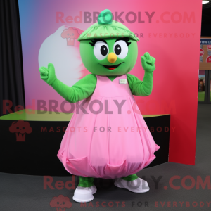 Grøn Pink maskot kostume...