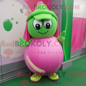 Grønn Rosa maskotdraktfigur...