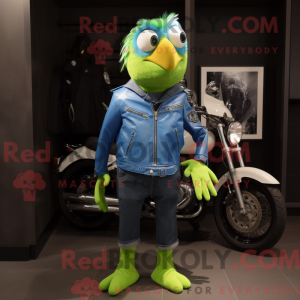 Lime Green Blue Jay mascot...