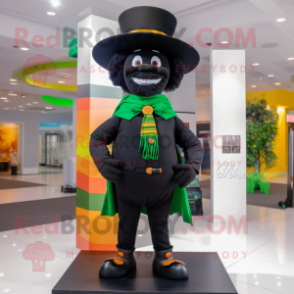 Black Leprechaun Hat mascot costume character dressed with a Jeggings and Scarf clips