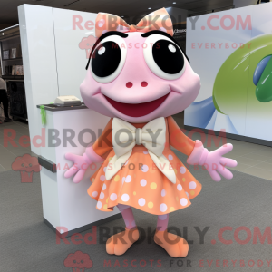 Peach Frog maskotdraktfigur...