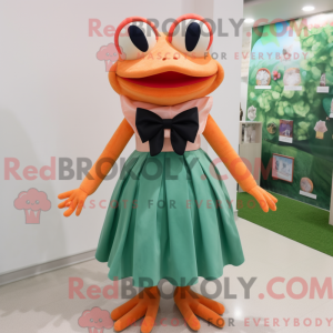 Peach Frog maskotdraktfigur...