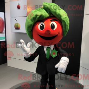 Característica elegante da máscara de maçã com vestido e clipes de cabelo - Mascotes da Apple - REBROKO_316912 - RedBrokoly.com