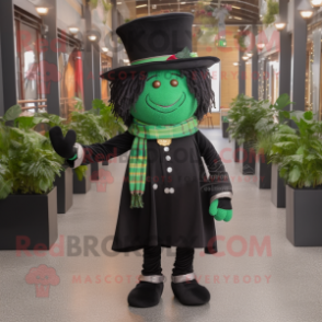 Black Leprechaun Hat mascot costume character dressed with a Jeggings and Scarf clips