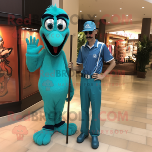 Teal Stilt Walker mascotte...