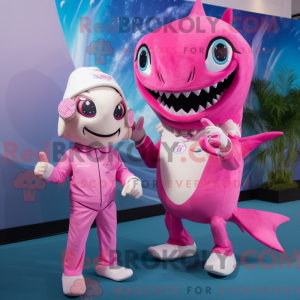 Pink Shark-maskotdraktfigur...