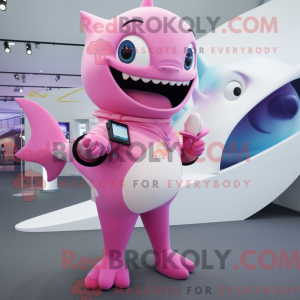 Pink Shark-mascottekostuum...