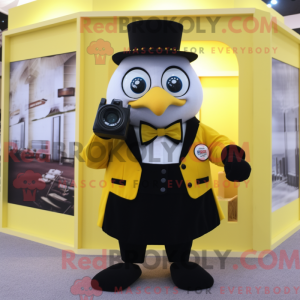 Gul kamera maskot kostume...