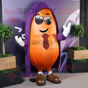 Rust Eggplant mascot costume character dressed with a Blazer and Hair clips