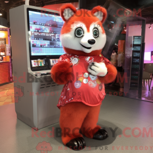Sølv rød panda maskot...
