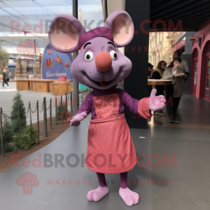 Pink Ratatouille mascot costume character dressed with a Turtleneck and Foot pads
