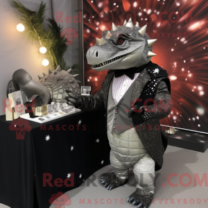 Sølv Ankylosaurus maskot...