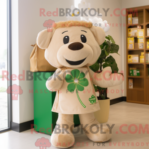 Tan Four Leaf Clover maskot...