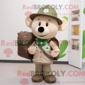 Tan Four Leaf Clover maskot...