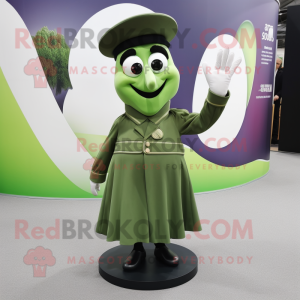 Olive Ring Master mascot costume character dressed with a A-Line Skirt and Cufflinks