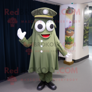 Olive Ring Master mascot costume character dressed with a A-Line Skirt and Cufflinks