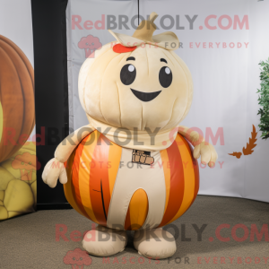 Beige græskar maskot...