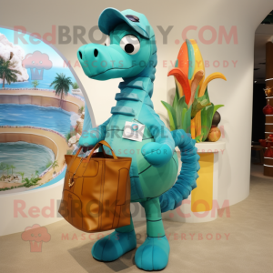 Cyan Sea Horse mascotte...