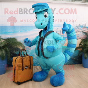 Cyan Sea Horse mascotte...