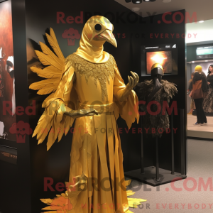 Gold Crow maskot kostume...
