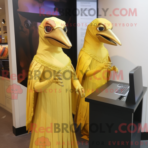 Gold Crow maskot kostume...