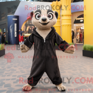 Sort Meerkat maskot kostume...