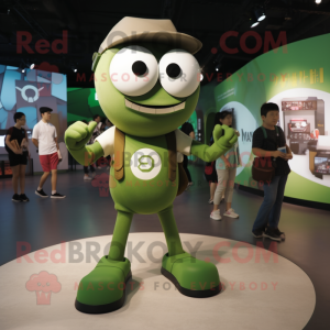 Olive Pho mascot costume character dressed with a Tank Top and Digital watches