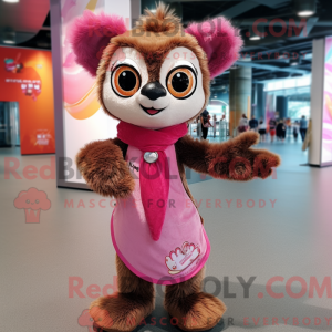 Pink Lemur maskot kostume...