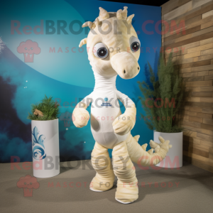 Cream Seahorse maskot...