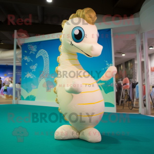 Cream Seahorse maskot...