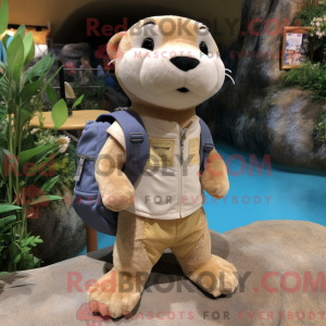 Beige Otter mascot costume...