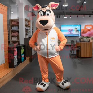 Peach Holstein Cow maskot...