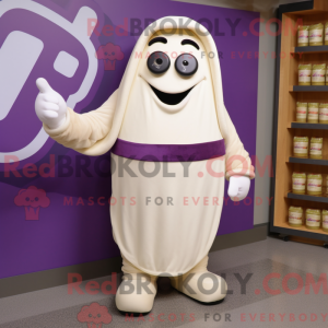 Krem aubergine maskot drakt...
