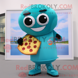 Cyan Pizza maskot kostume...