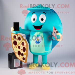 Cyan Pizza Maskottchen...