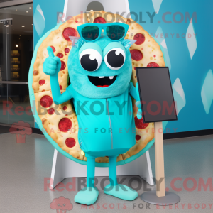 Cyan Pizza-maskotdraktfigur...