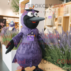 Fantasia de mascote de melro-lavanda com macacão e broches - Mascotes melro - REBROKO_317858 - RedBrokoly.com